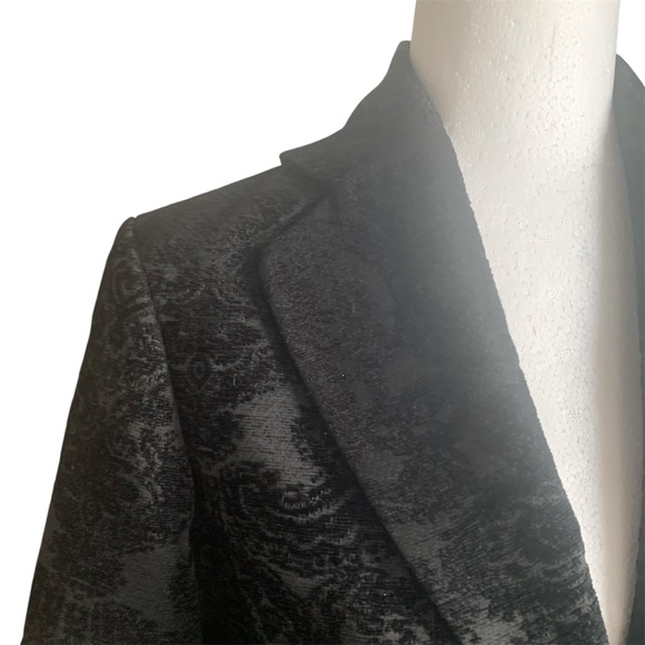 Liz Claiborne Classics Blazer Brocade Jacket Paisley Baroque Black on Black S - Picture 5 of 14